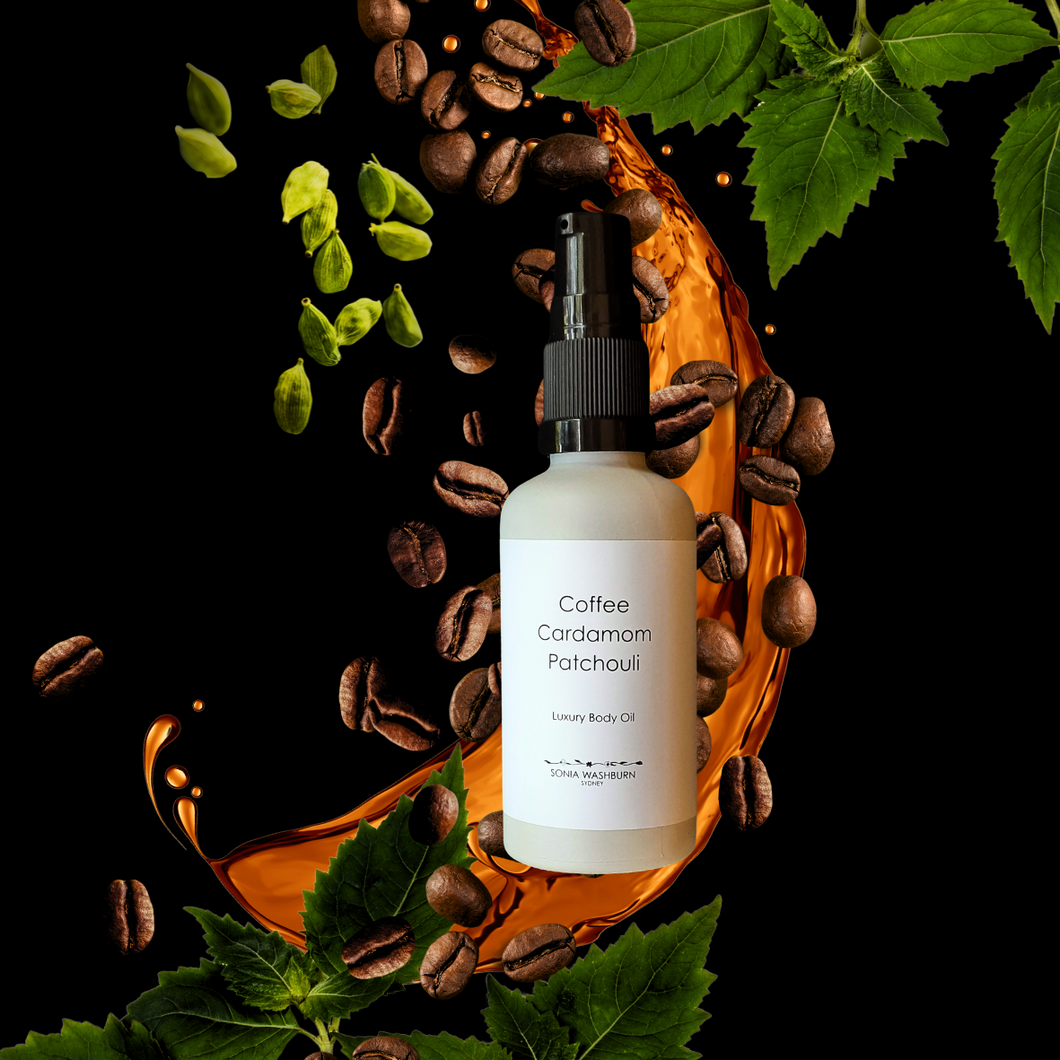 Coffee, Cardamom & Patchouli. Luxury Body Oil body oil Sonia Washburn Natural Perfumes